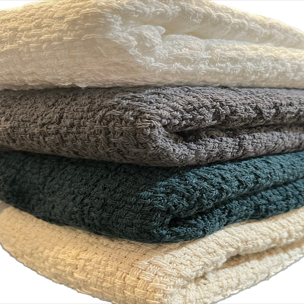 Cotton throw blanket, weave close-up
