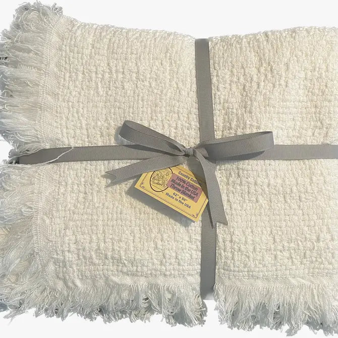 Cotton throw blanket, folded