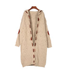 Women's Long Open-Front Knit Cardigan – Contrast Patchwork
