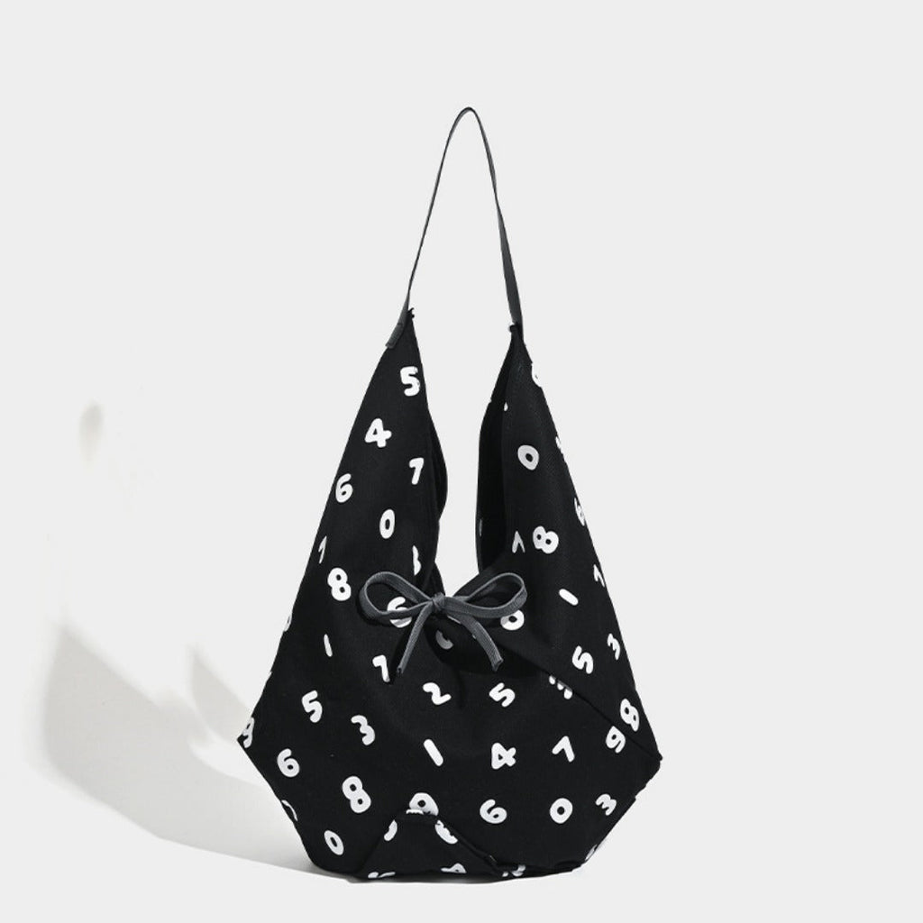 Black slouchy canvas hobo tote, view 6