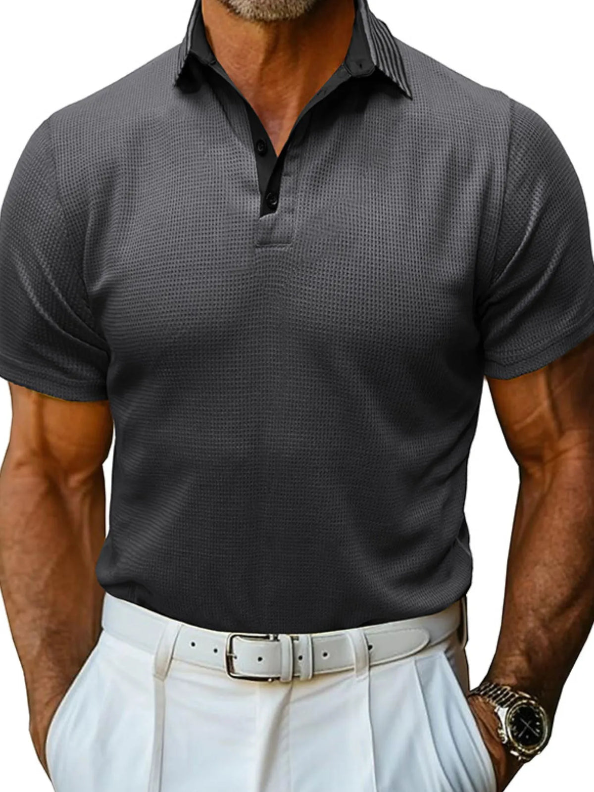 Men's Classic Textured Golf Polo Shirt | Short Sleeve