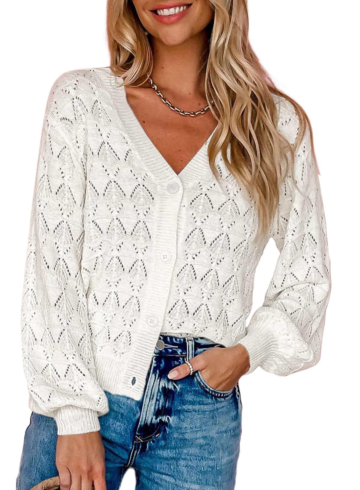 Women's Short V-Neck Knit Cardigan — view 9