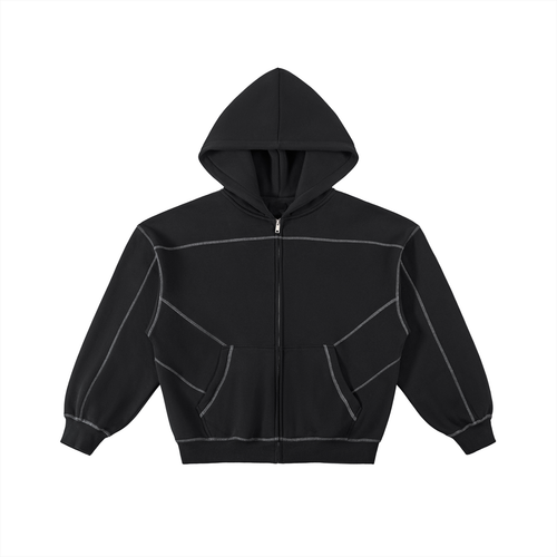 INSUARIA bundle featuring Contrast-Stitched Boxy Zip Hoodie