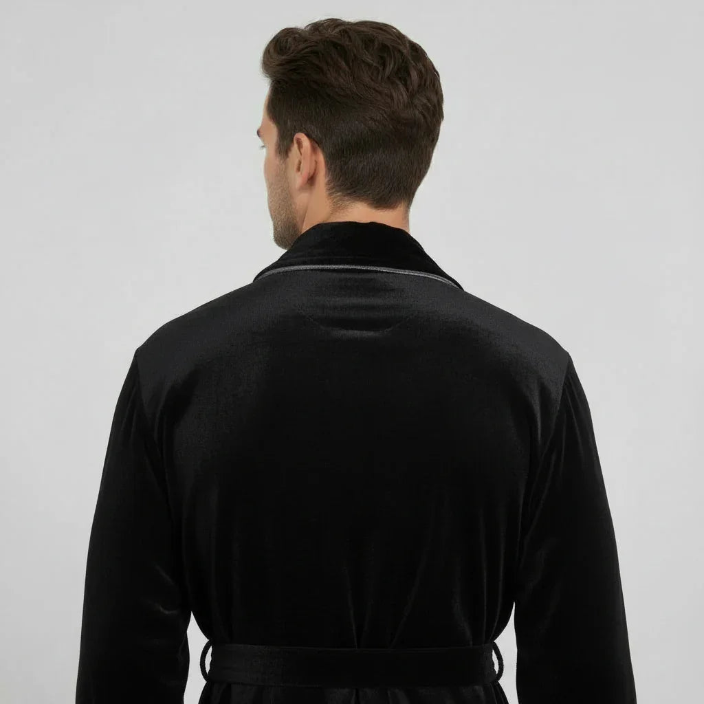 Men's plush shawl-collar robe, view 15