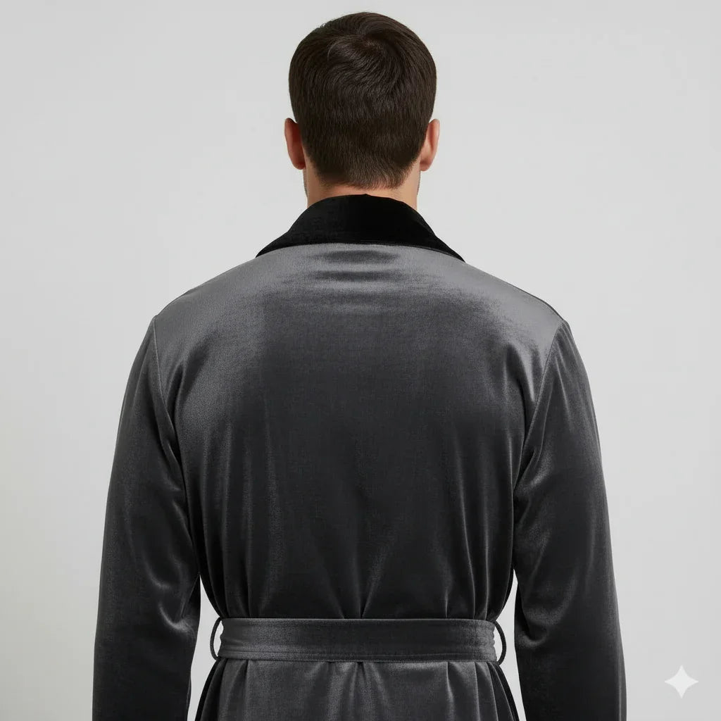 Men's plush shawl-collar robe, view 17