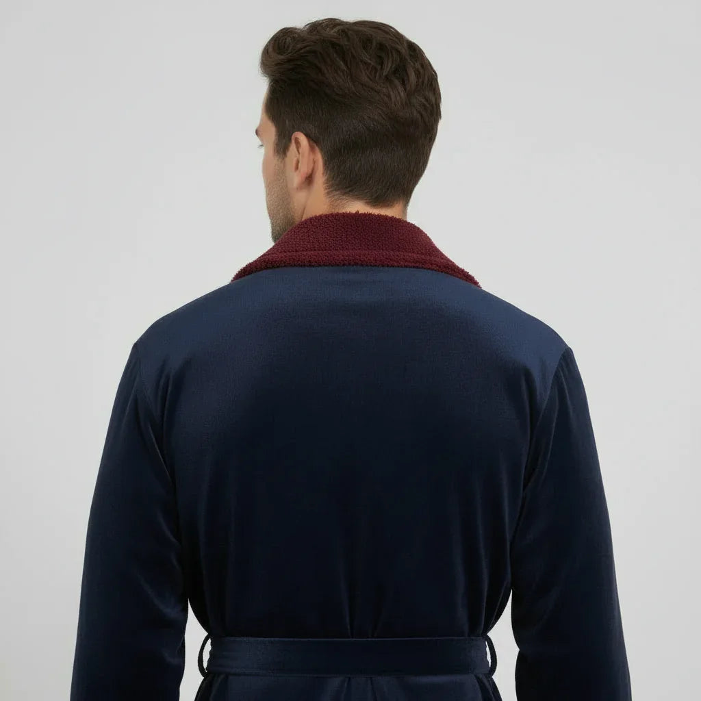 Men's plush shawl-collar robe, view 18