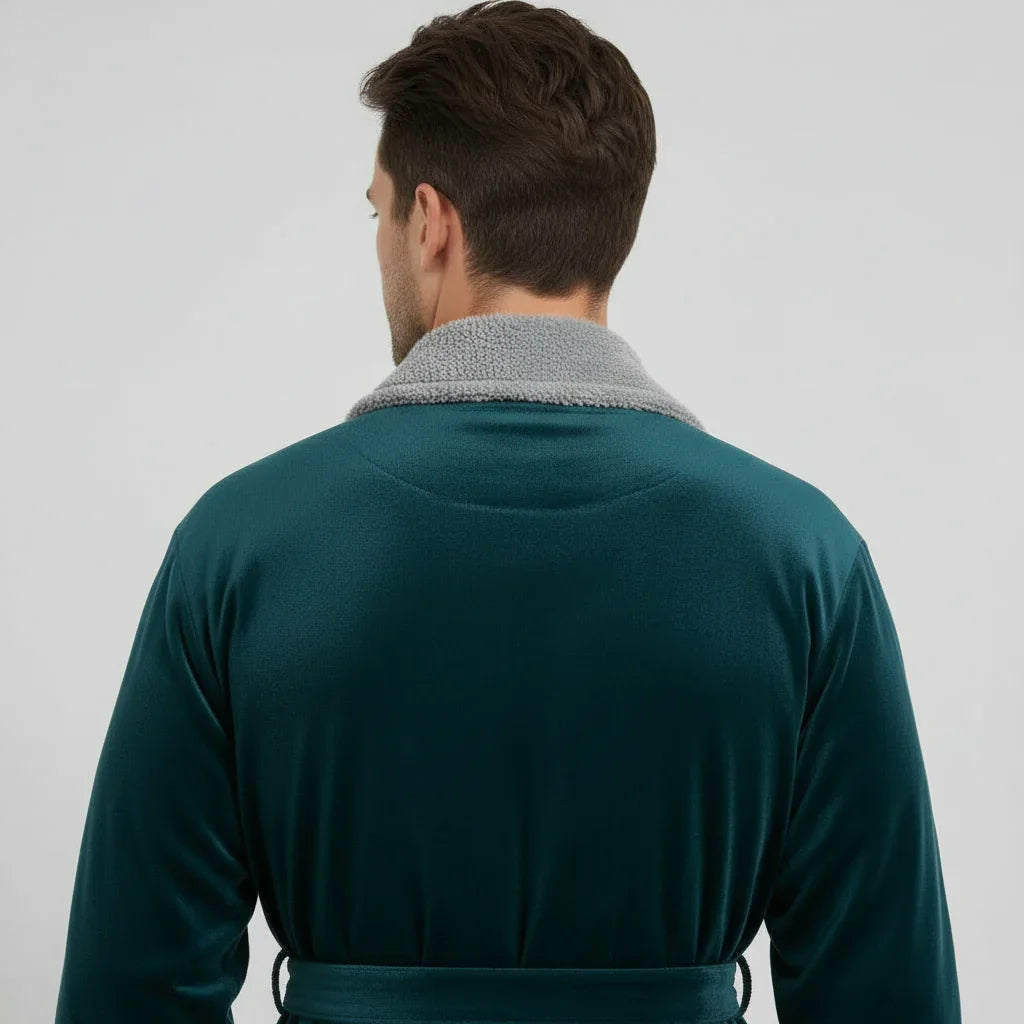 Men's plush shawl-collar robe, view 19