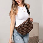 Layla woven check crossbody sling bag, view 10