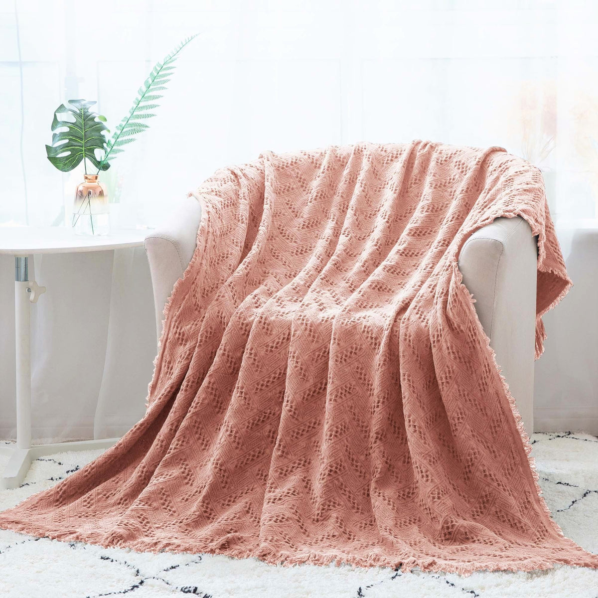 Lightweight cotton throw in infinity blue