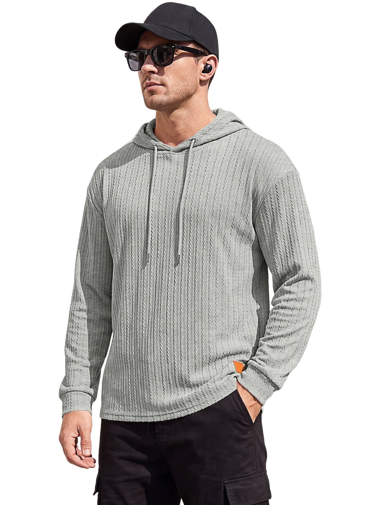 Men's Cable Knit Hooded Polo — view 8