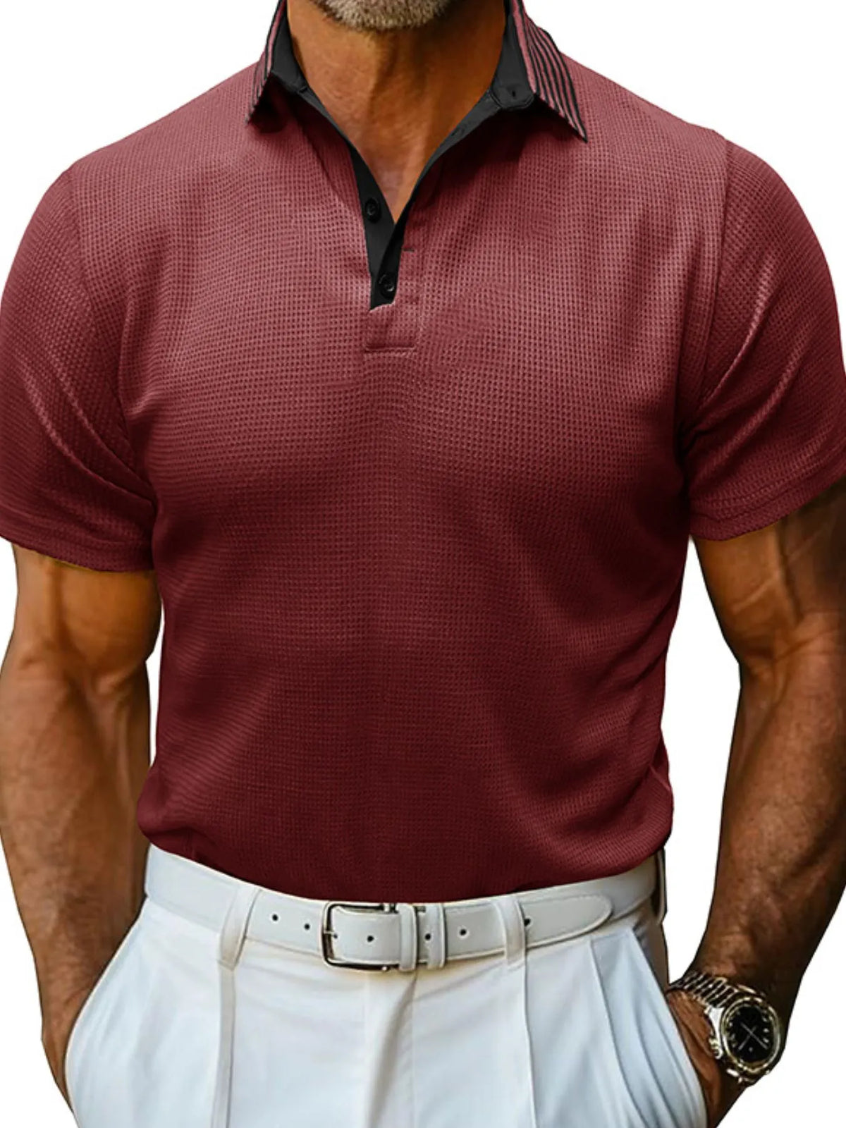Men's Classic Textured Golf Polo Shirt | Short Sleeve