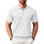Men's Zip-Up Short-Sleeve Polo Shirt – Rib-Knit — view 3
