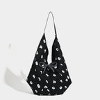 Black slouchy canvas hobo tote, view 5