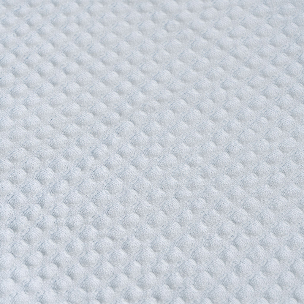 Waffle weave throw on bed