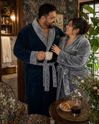 Men's plush shawl-collar robe, view 12