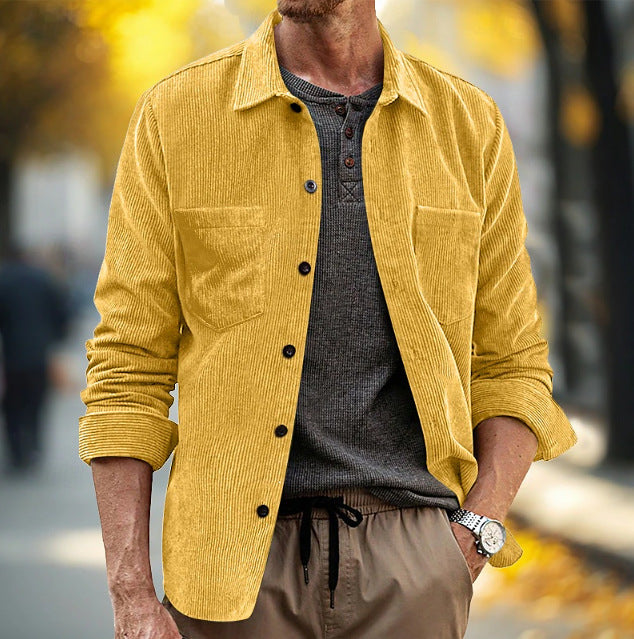 Men's Corduroy Shirt Jacket – Relaxed Fit with Lapel Pocket