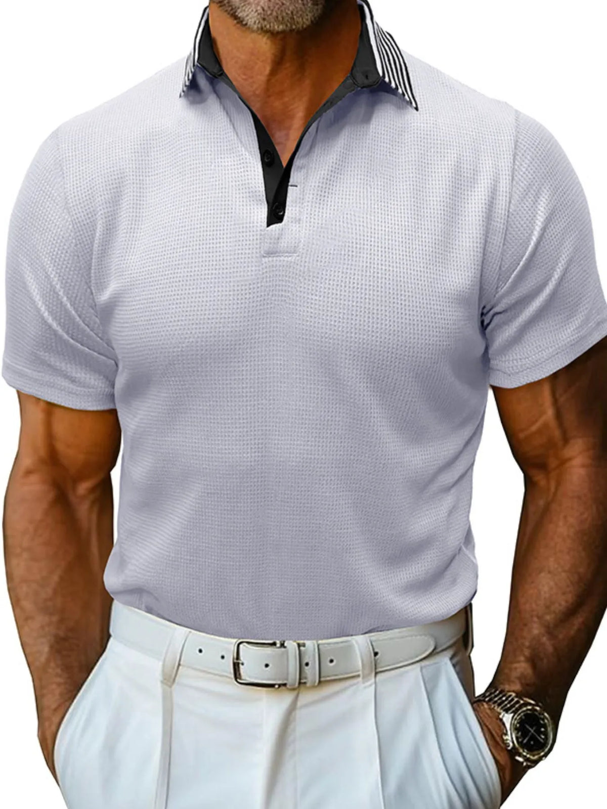 Men's Classic Textured Golf Polo Shirt | Short Sleeve
