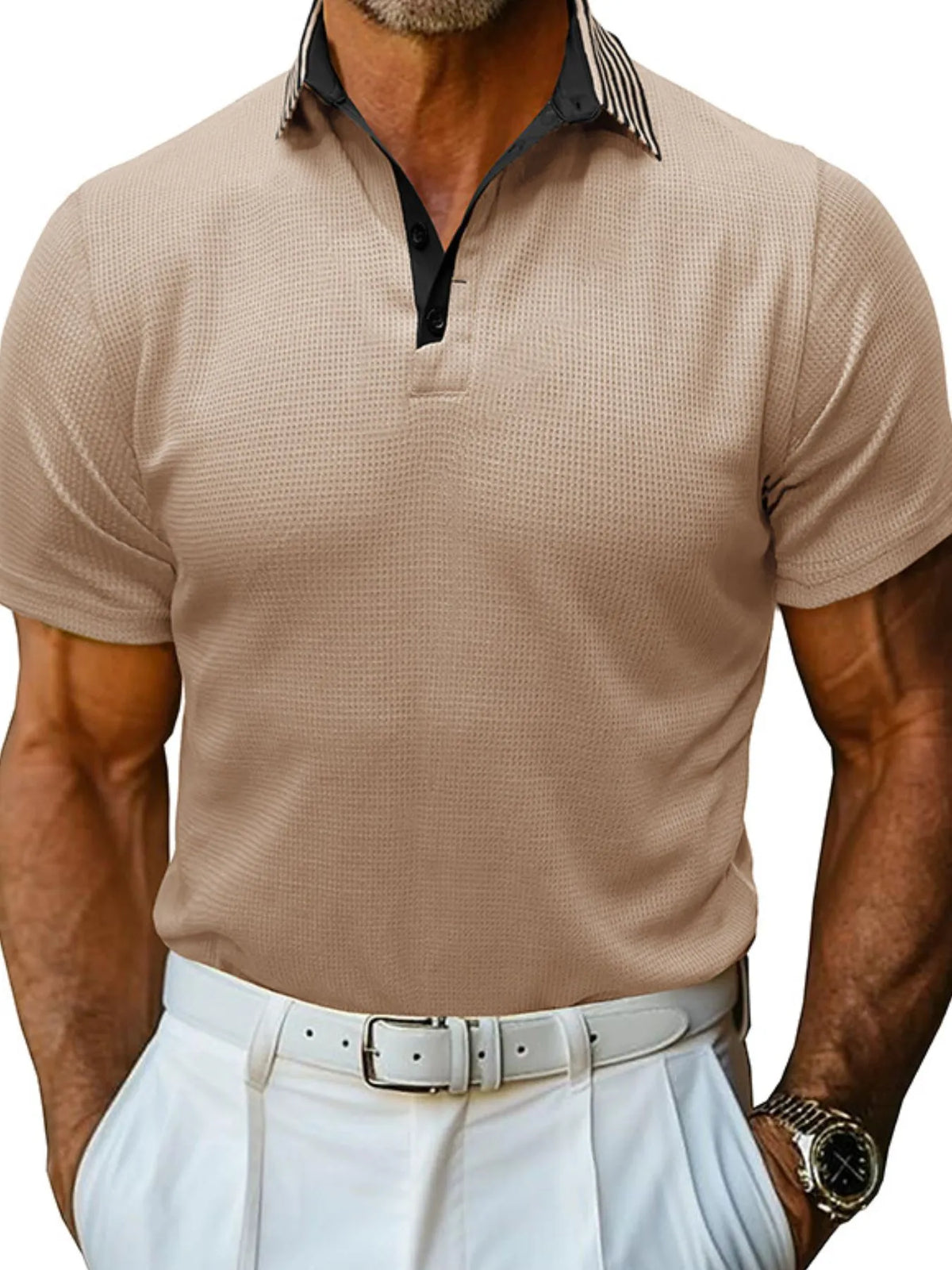 Men's Classic Textured Golf Polo Shirt | Short Sleeve