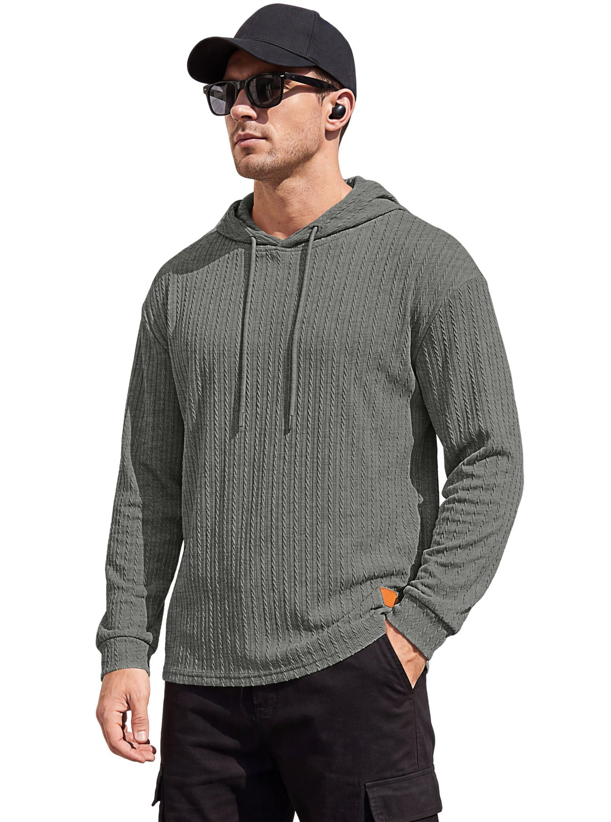 Men's Cable Knit Hooded Polo — view 10