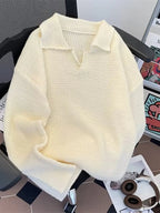 Men's Textured Knit Polo Collar Sweater — main view
