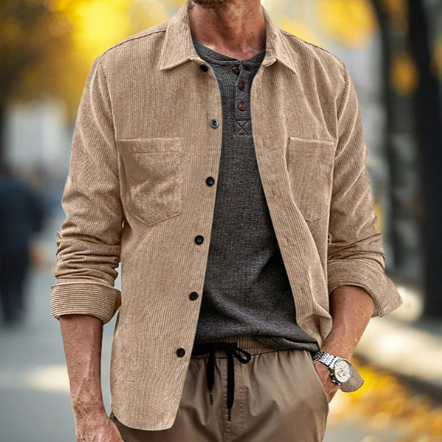 Men's Corduroy Shirt Jacket – Relaxed Fit with Lapel Pocket