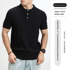 Men's Rib-Knit Polo Shirt – Lightweight Cotton — view 4