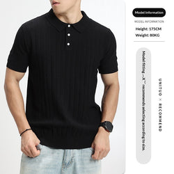 Men's Rib-Knit Polo Shirt – Lightweight Cotton — view 4