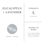 Eucalyptus lavender candle, packaging