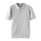 Men's Rib-Knit Polo Shirt – Lightweight Cotton — view 3