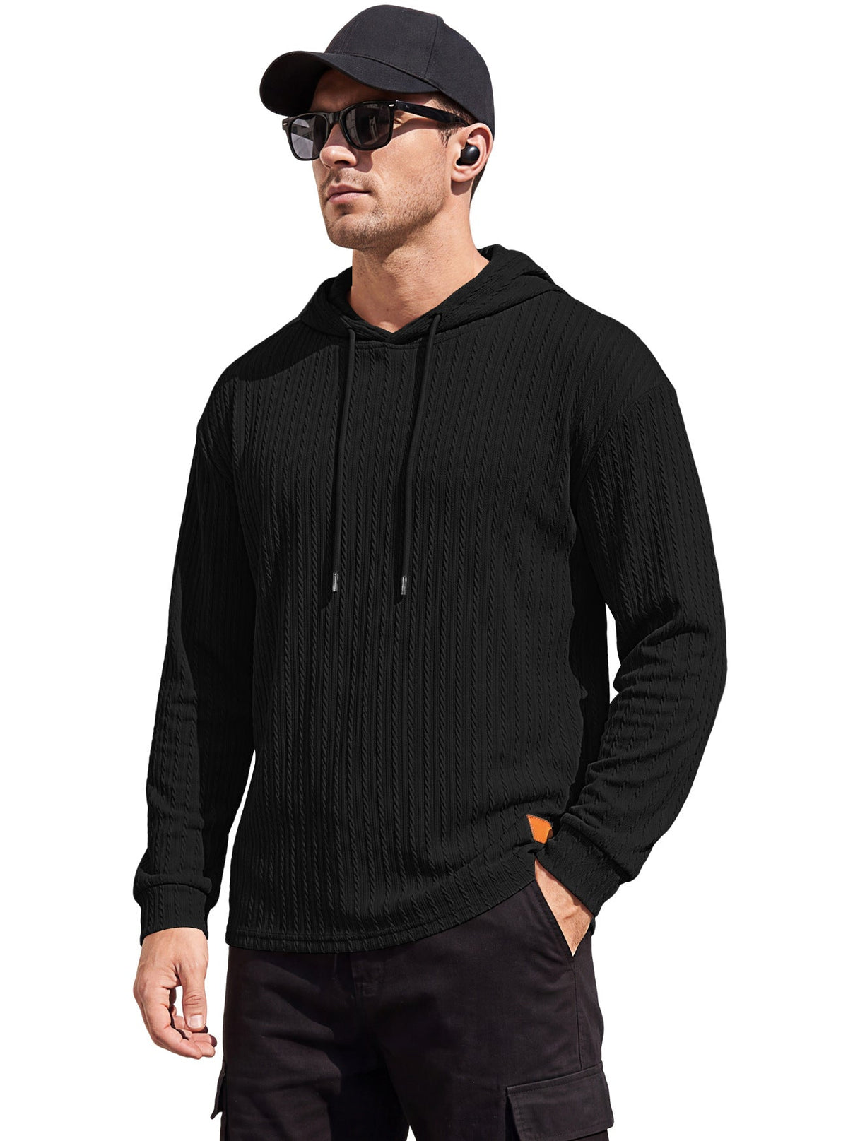 Men's Cable Knit Hooded Polo — view 6