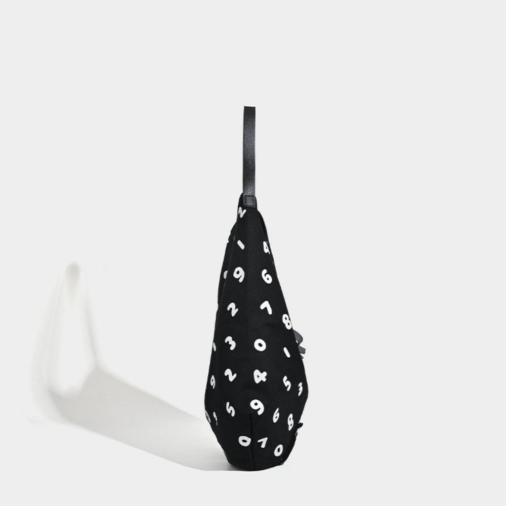 Black slouchy canvas hobo tote, view 4