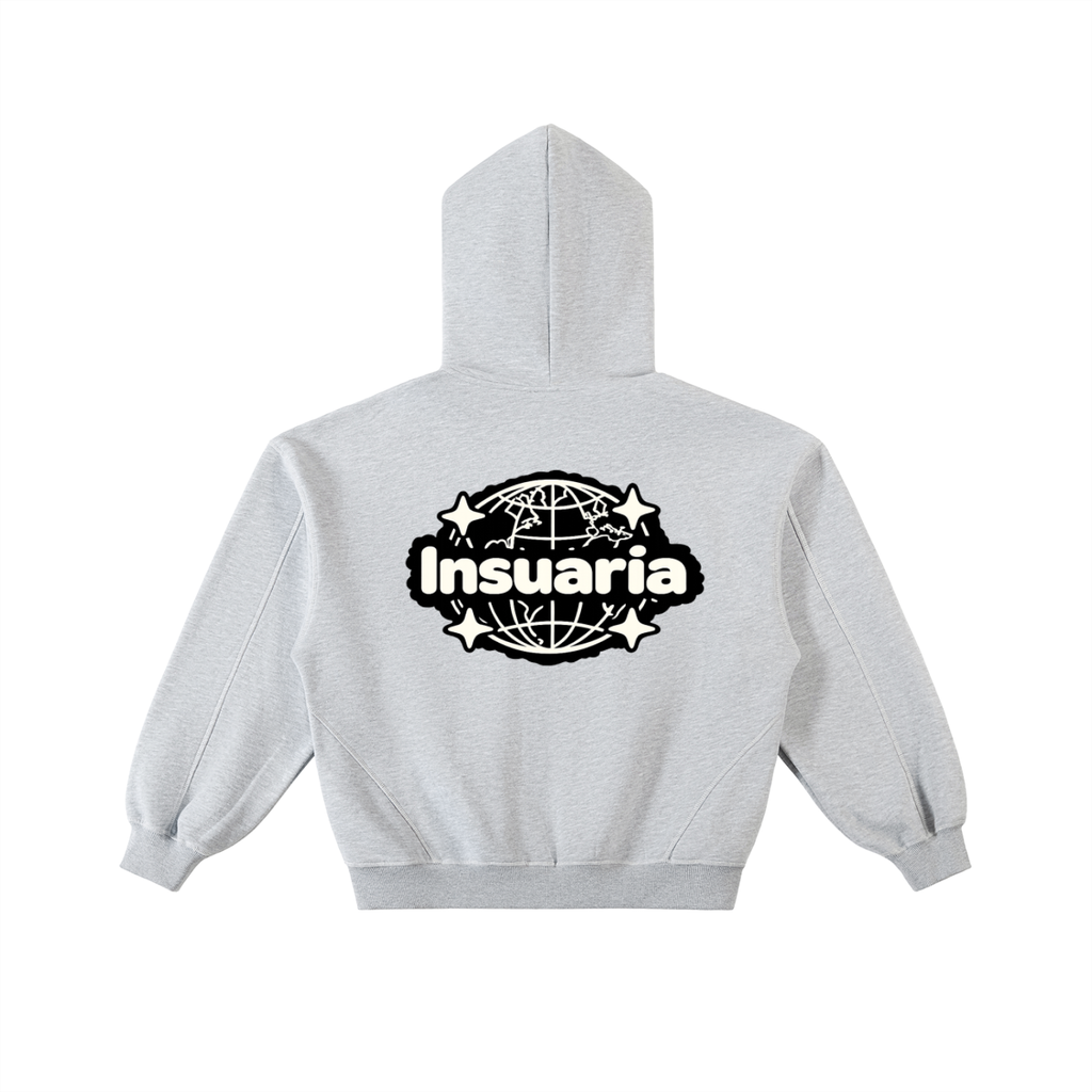 INSUARIA — Contrast-Stitched Boxy Zip Hoodie