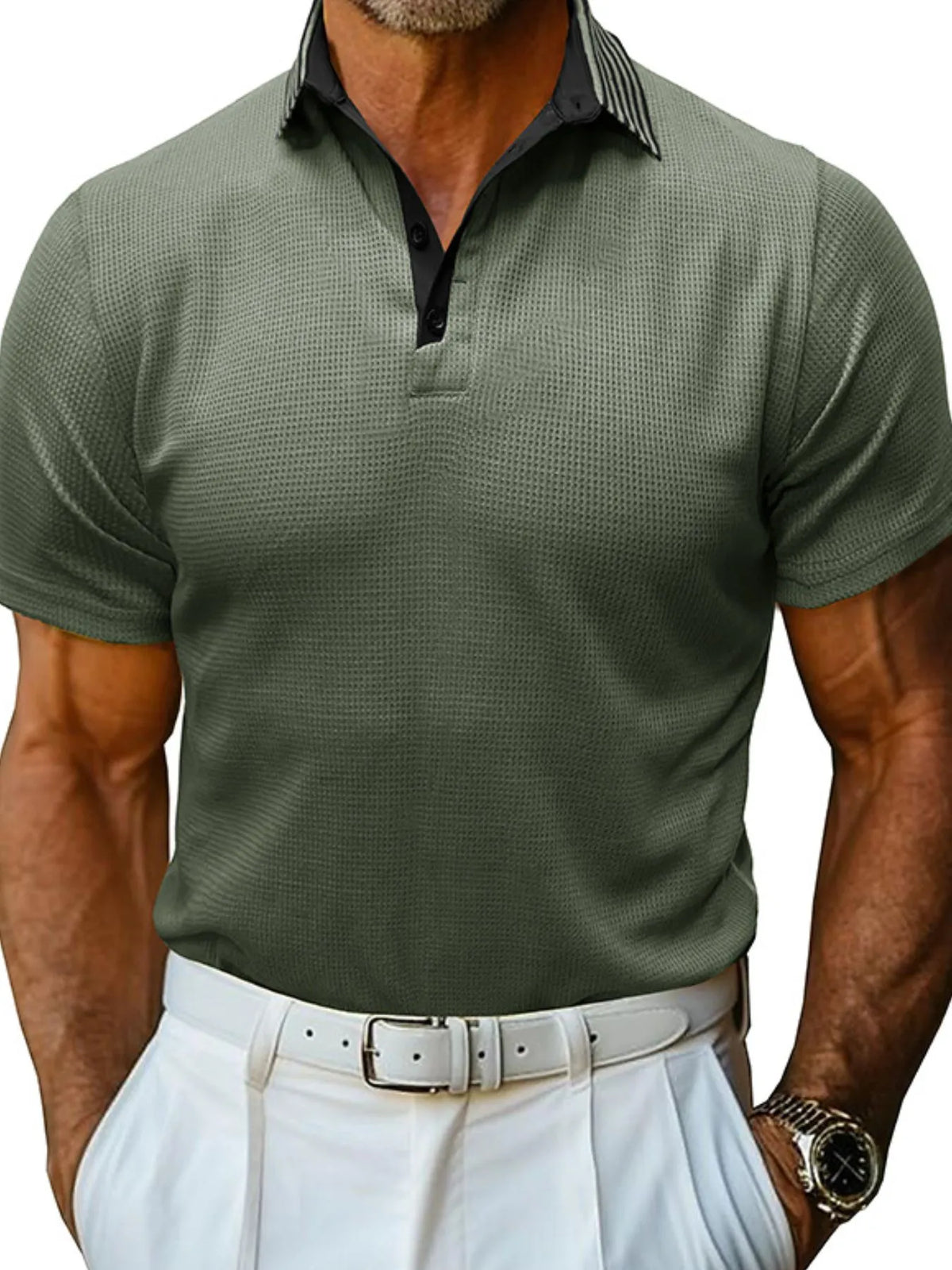 Men's Classic Textured Golf Polo Shirt | Short Sleeve