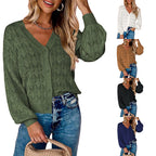 Women's Short V-Neck Knit Cardigan — main view
