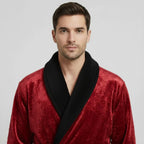 Men's plush shawl-collar robe, view 20