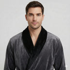 Men's plush shawl-collar robe, view 23