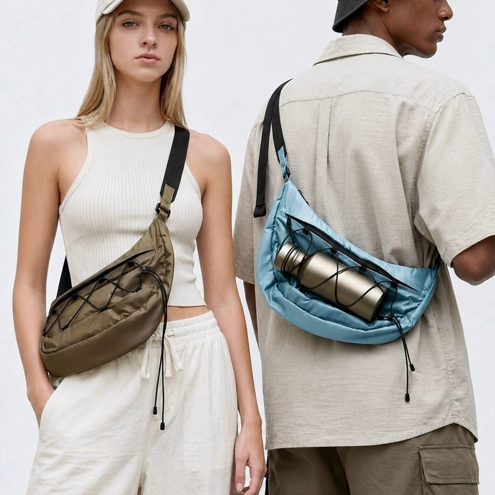 Nylon crescent sling bag, view 3