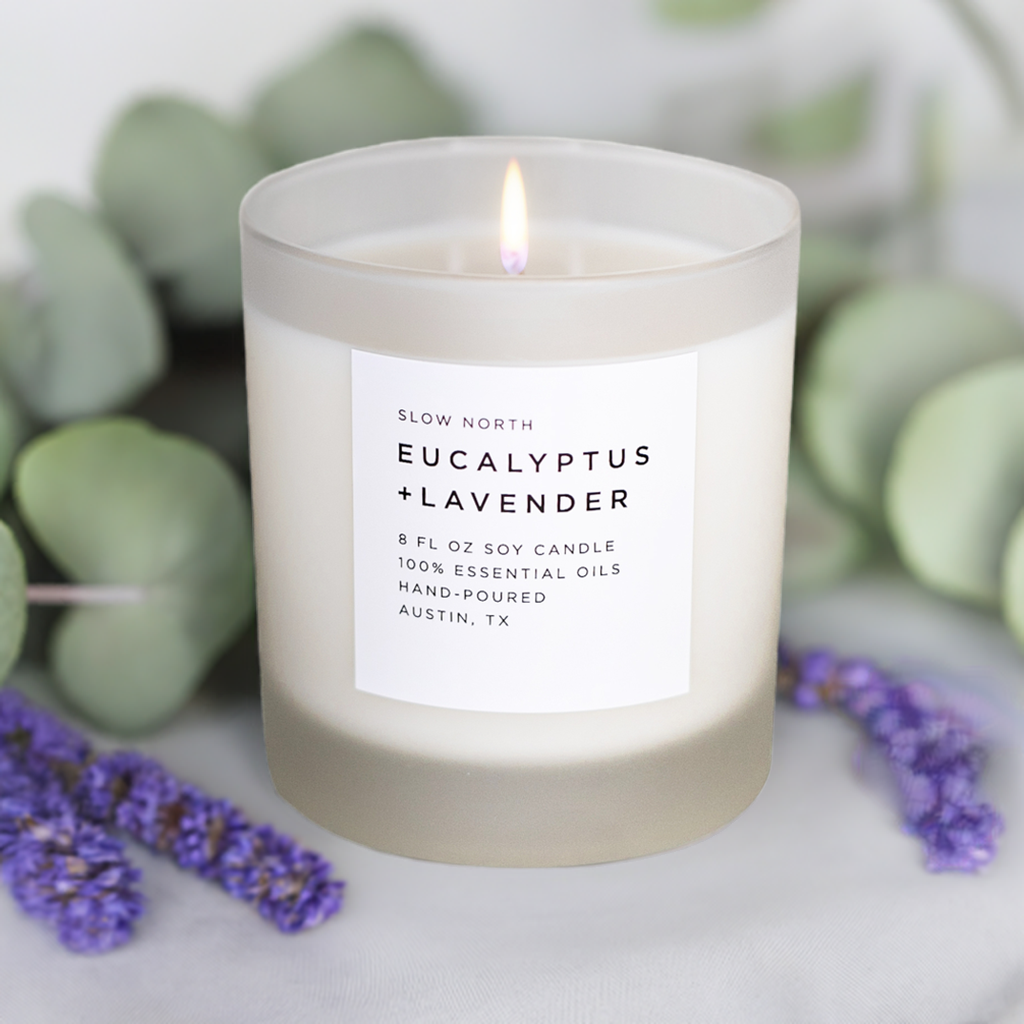 Eucalyptus lavender candle, lifestyle