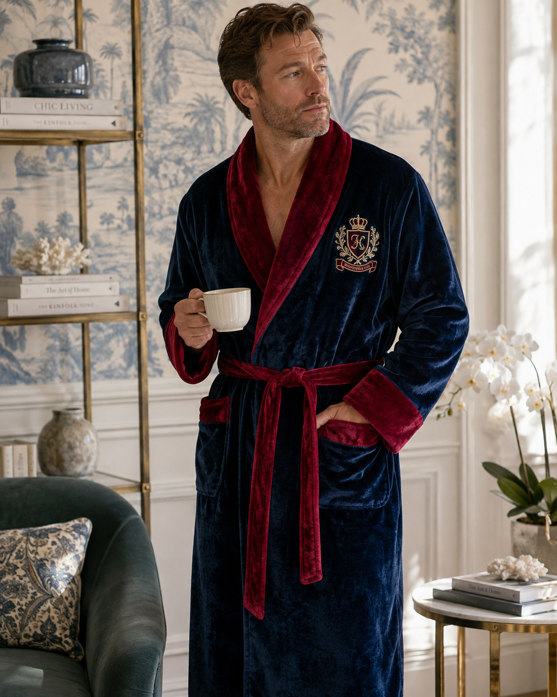Men's Plush Shawl-Collar Robe — view 36