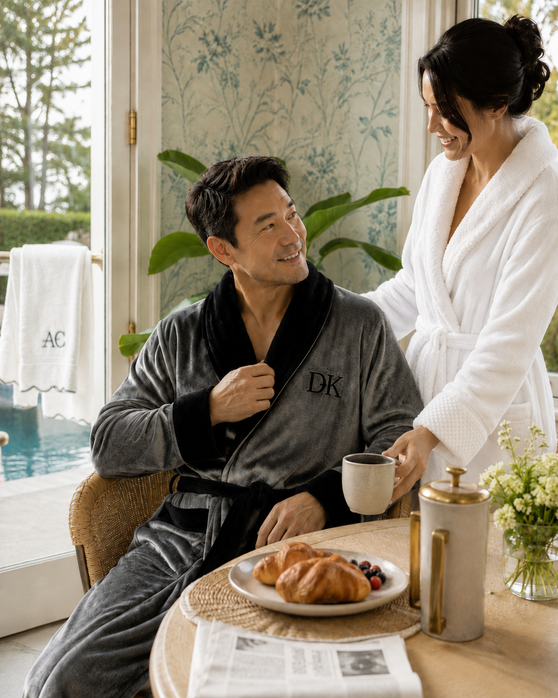 Men's plush robe, size chart