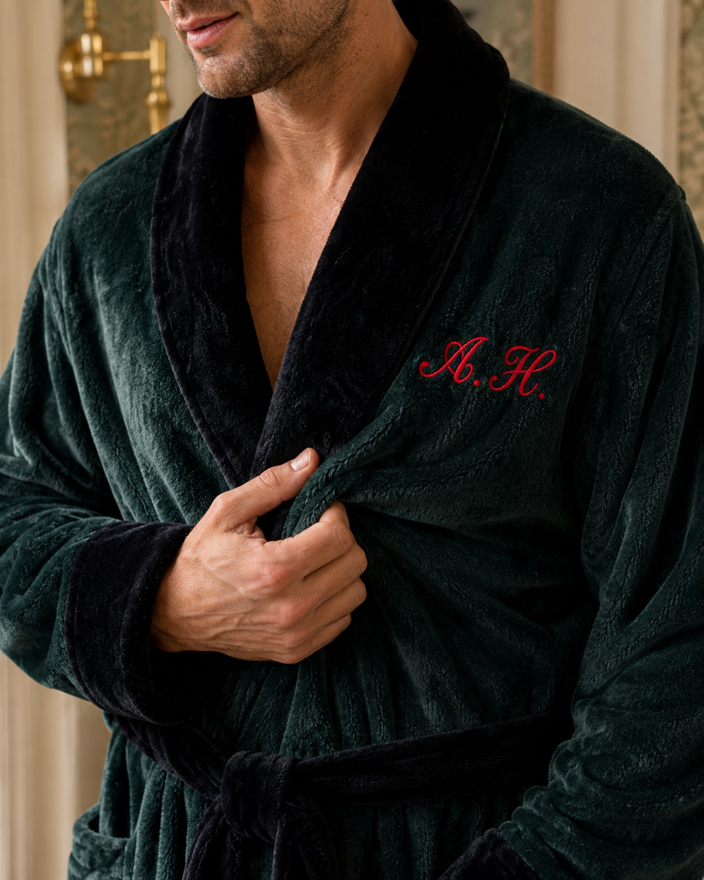 Men's Plush Shawl-Collar Robe — view 33