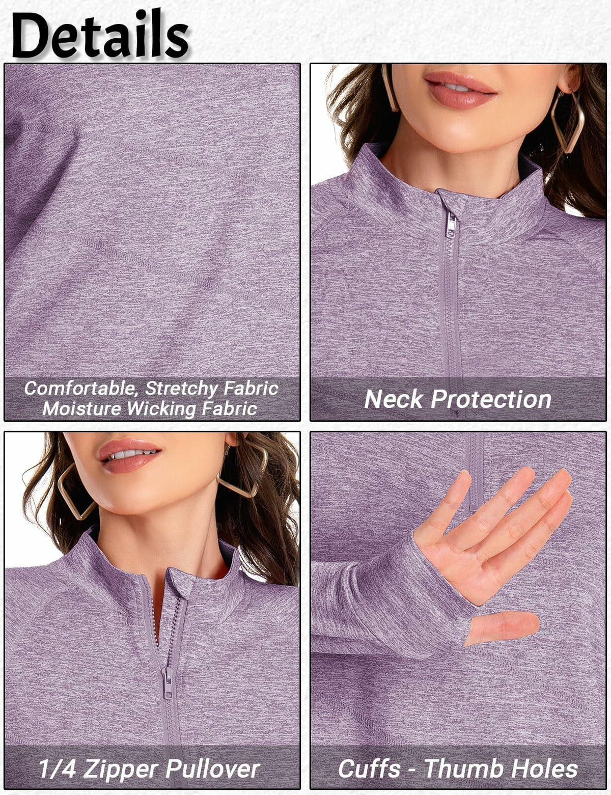 SOUL FLEX Women's 1/4 Zip Long Sleeve Athletic Shirt – Deep Purple