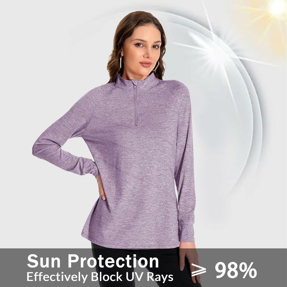 SOUL FLEX Women's 1/4 Zip Long Sleeve Athletic Shirt – Deep Purple