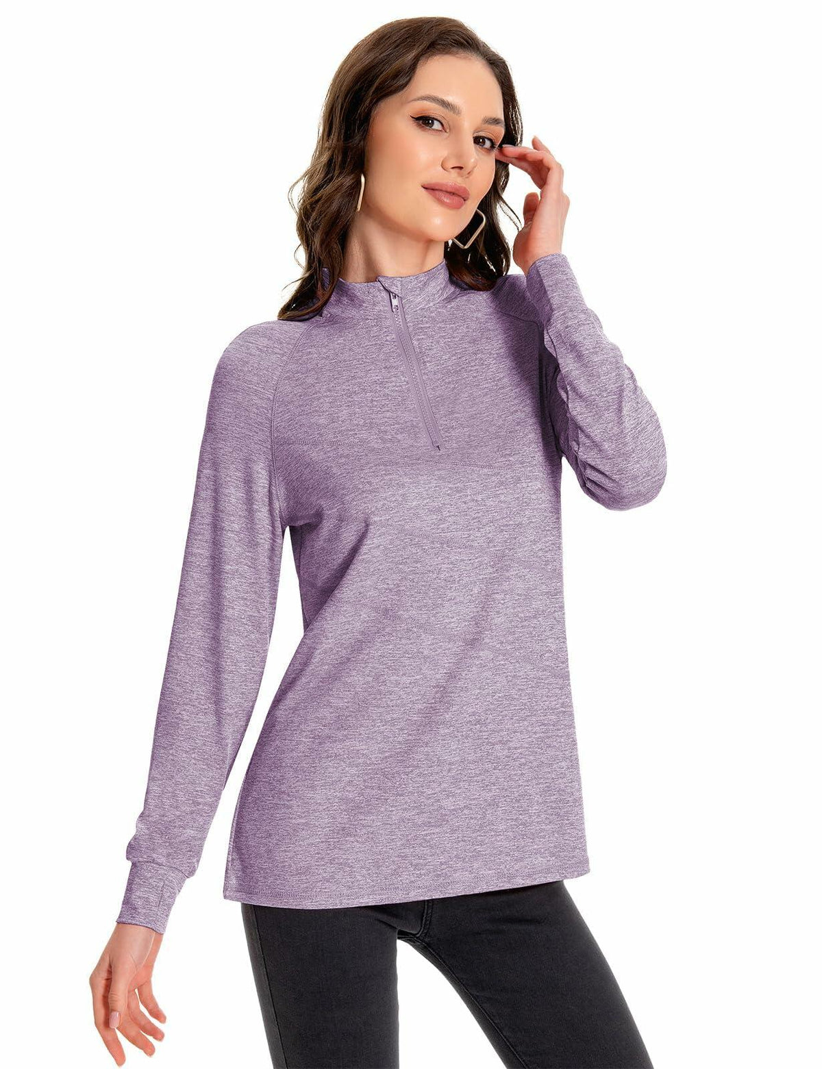 SOUL FLEX Women's 1/4 Zip Long Sleeve Athletic Shirt – Deep Purple