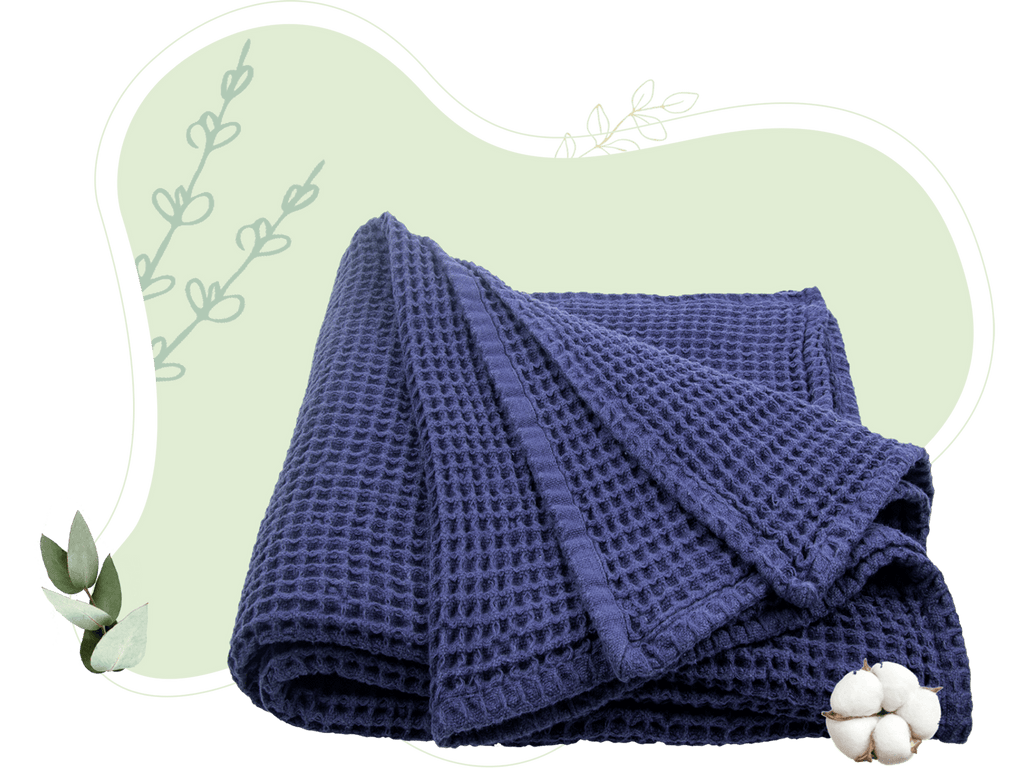 Waffle weave throw in white