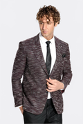 Men's Slim-Fit Burgundy Patterned Blazer — main view