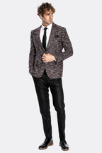 Men's Slim-Fit Burgundy Patterned Blazer — view 5