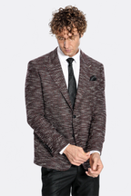 Men's Slim-Fit Burgundy Patterned Blazer — view 3