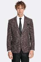 Men's Slim-Fit Burgundy Patterned Blazer — view 9