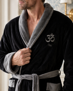 Men's plush shawl-collar robe, view 26